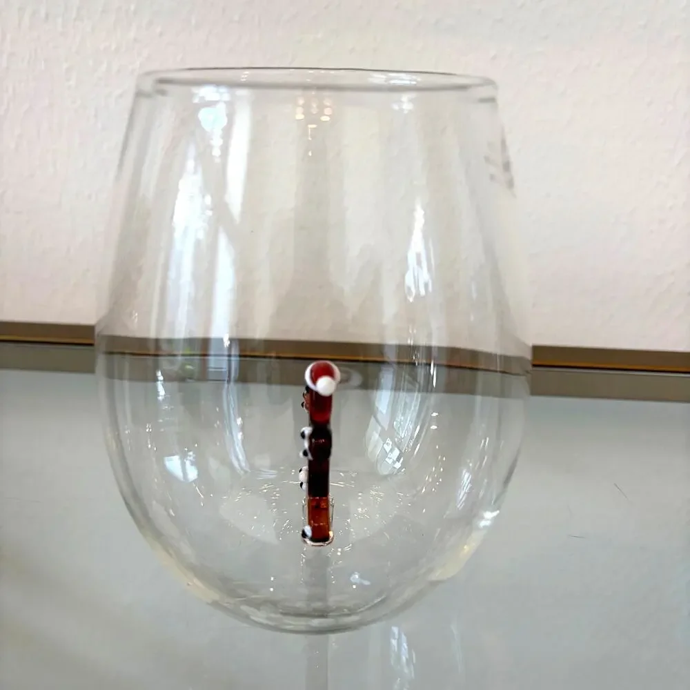 Gingerbread Man Stemless Wine Glass 3D Festive Holiday Barware NEW